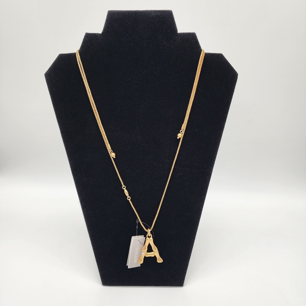Chico's Convertible Goldtone Initial 'A' Necklace NWT‎ - Picture 2 of 6
